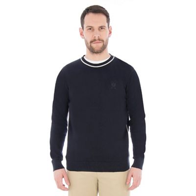 Navy piped crew neck jumper
